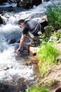 Backpacker in the outdoors