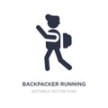 backpacker running icon on white background. Simple element illustration from People concept