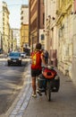 A backpacker in Valparaiso, Chile Royalty Free Stock Photo