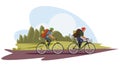 Backpackers on bicycles vector illustration