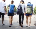 Backpackers in Chiang Mai Thailand Royalty Free Stock Photo