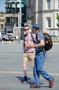 Backpackers with ice creams, Liverpool.