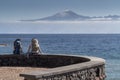 Backpackers on la gomera looking at tenerife