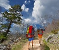 Backpackers in mountains