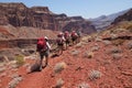 Backpackers on the Tonto Trail in the Grand Canyon.