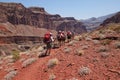 Backpackers on the Tonto Trail in the Grand Canyon.