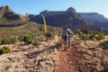 Backpackers on the Tonto Trail in the Grand Canyon.