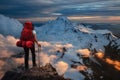 Backpacking on top of a mountain Cliff.