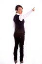 Backpose of pointing businesswoman
