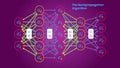 The backpropagation algorithm illustration, scientific infographics style. Deep neural network. Royalty Free Stock Photo