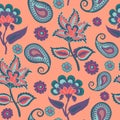Backround Pasley, Indian Kalamkari, Arabic Repeat Pattern in Living Colar color trend 2019