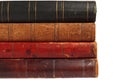 Backs of four old books Royalty Free Stock Photo