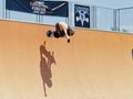 Backside Air on New Vert Ramp Royalty Free Stock Photo