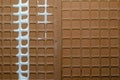 Backside of ceramic tiles with white engobe paste Royalty Free Stock Photo