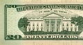 Backside close-up of 20 dollar USA banknote