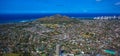 Backside of Diamond Head Crater and Waikiki Beach Royalty Free Stock Photo