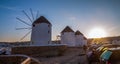 Backside of famous Mykonos windmills