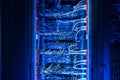 Backside of internet server rack Royalty Free Stock Photo