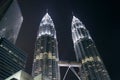 Petronas towers kuala lumpur malaysia night view Royalty Free Stock Photo