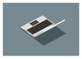 Backside of a laptop, wide opened,. Simple flat illustration Royalty Free Stock Photo