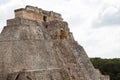 Backside of the Mayan pyramid of the magician at Uxmal, Yucatan, Mexico Royalty Free Stock Photo