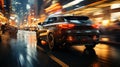 backside view of car rushing along at a highway in the night