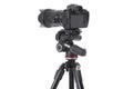 Backside view of modern multifunctional black camera isolated Royalty Free Stock Photo
