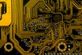 Backside yellow motherboard Royalty Free Stock Photo