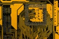 Backside yellow motherboard Royalty Free Stock Photo