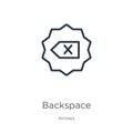 Backspace icon. Thin linear backspace outline icon isolated on white background from arrows collection. Line vector sign, symbol Royalty Free Stock Photo