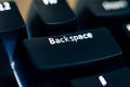 Backspace Key Close-up on Backlit Keyboard. Royalty Free Stock Photo