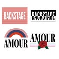 Backstage Amour slogan modern Fashion Slogan for T-shirt graphic vector Print