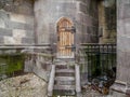 Backstair entrance with gothic oak door on the medieval  Black Church. Royalty Free Stock Photo