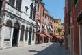 Backstreet view with historical houses of Venice, Italy