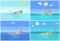 Backstroke Breaststroke Set Vector Illustration Royalty Free Stock Photo