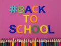 #backtoschool back to school on a pink  background Royalty Free Stock Photo