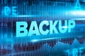 Backup abstract concept blue text blue background Royalty Free Stock Photo