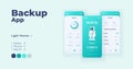 Backup application cartoon smartphone interface vector templates set. Mobile app screen page day mode design. Database