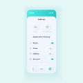 Backup application settings smartphone interface vector template. Mobile app page light design layout. Copying parameters screen. Royalty Free Stock Photo