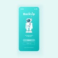 Backup application smartphone interface vector template. Mobile app page light design layout. Cloud storage software