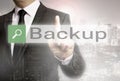Backup browser with business man and city concept Royalty Free Stock Photo