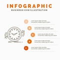 Backup, clock, clockwise, counter, time Infographics Template for Website and Presentation. Line Gray icon with Orange infographic