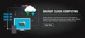 Backup cloud computing, banner internet with icons in vector