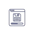 backup or copy files line icon with a floppy disk