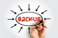 Backup - copying of physical or virtual files or databases to a secondary location, text concept with arrows Royalty Free Stock Photo