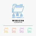 backup, data, files, folder, network 5 Color Line Web Icon Template isolated on white. Vector illustration Royalty Free Stock Photo