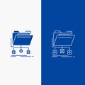 backup, data, files, folder, network Line and Glyph web Button in Blue color Vertical Banner for UI and UX, website or mobile Royalty Free Stock Photo