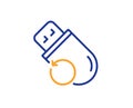 Recovery usb memory line icon. Backup data sign. Restore information. Vector