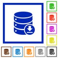 Backup database flat framed icons