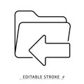 A backup folder icon in minimalist style with editable stroke. Data archive, file recovery, restore process, system Royalty Free Stock Photo